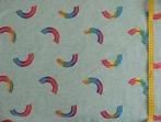 French terry foil print regenboog grijs gemêleerd/multi, 120 cm of meer, Ophalen of Verzenden, Katoen, Nieuw