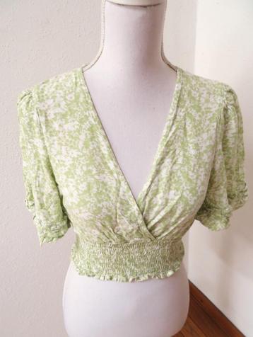 J88 PULL & BEAR nieuwe korte blouse top groen S 36		 beschikbaar voor biedingen