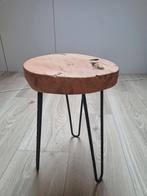 Houten bijzettafel met hairpin poten, Ophalen, Minder dan 45 cm, Minder dan 55 cm, Rond