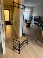 kapstok zwart met houten plank en schoenenrek, Huis en Inrichting, Woonaccessoires | Kapstokken, Ophalen, Gebruikt, Metaal, Staande kapstok