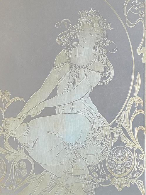 Vintage grote spiegel Art Nouveau/Alphonse Mucha, Huis en Inrichting, Woonaccessoires | Spiegels, Gebruikt, 50 tot 75 cm, Minder dan 100 cm