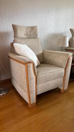 2 Beige kamer stoelen met Voetsteun & Hoofdsteun, Ophalen, Gebruikt, Hout, 75 tot 100 cm