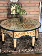 Zouak Marokkaanse vintage salontafel tafel handbeschilderd, Huis en Inrichting, Tafels | Salontafels, Rond, Gebruikt, Overige houtsoorten