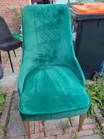 Groene Velvet Stoel met Gouden Poten, Huis en Inrichting, Stoelen, Ophalen, Hout, Gebruikt, Overige kleuren