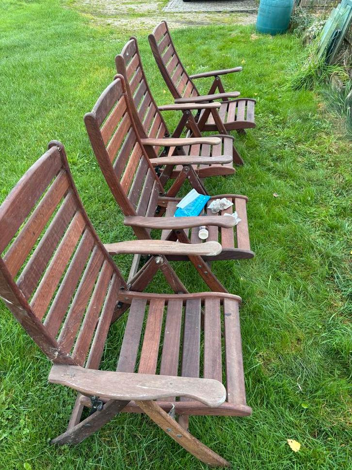 Teak houten tuinset, Tuin en Terras, Tuinstoelen, Gebruikt, Teakhout, Inklapbaar, Ophalen