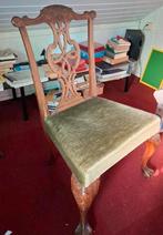 Antieke stoel met groene bekleding - Chippendale stijl, Antiek en Kunst, Antiek | Meubels | Stoelen en Banken, Ophalen