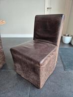 6 stuks eetkamerstoelen, Huis en Inrichting, Stoelen, Ophalen, Gebruikt, Bruin, Leer