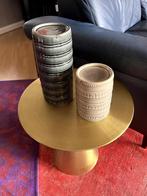 mooi rond goudkleurig tafeltje weinig gebruikt, Ophalen of Verzenden, Zo goed als nieuw, Rond, Metaal of Aluminium