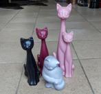 Langnek kat poes vintage kattenbeelden roze rood zwart grijs, Ophalen, Gebruikt, Dier