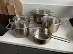 Fissler Pannenset - 5 Pannen + 4 Deksel - RVS, Huis en Inrichting, Keuken | Potten en Pannen, Ophalen of Verzenden, Gebruikt, Rvs