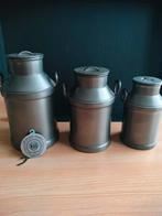 3 Tinnen melkbussen 12-14-16 cm hoog Rio tin, Antiek en Kunst, Antiek | Tin, Ophalen of Verzenden