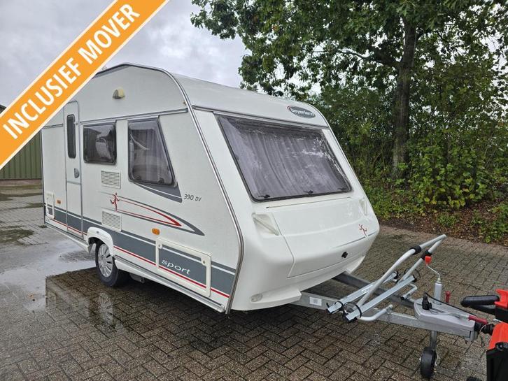 Beyerland Sprinter Sport 390 DV Voortent Mover fietsendrager, Caravans en Kamperen, Caravans, Bedrijf, tot en met 4, 750 - 1000 kg