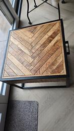 Visgraat houten bijzettafel!, Ophalen, 50 tot 100 cm, Vierkant, 50 tot 100 cm