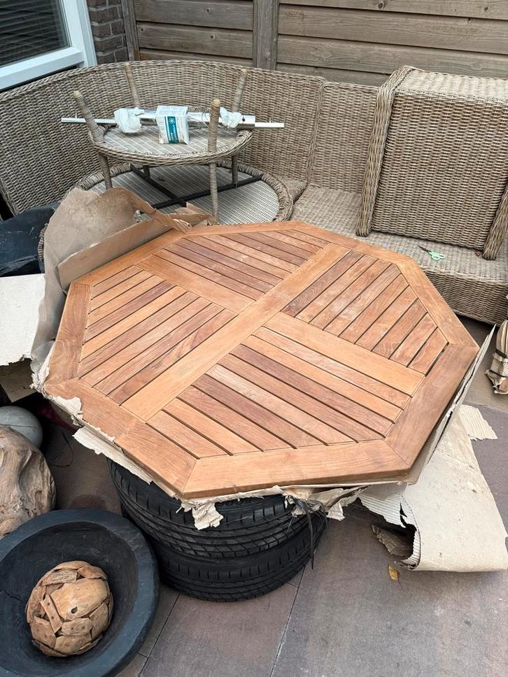 Nieuw teakhouten tafelblad, Huis en Inrichting, Tafelonderdelen, Nieuw, Teakhout, Ophalen