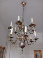 12 armige kroonluchter zilver en koperkleur, Huis en Inrichting, Lampen | Kroonluchters, Ophalen, Gebruikt
