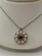 Zilverkleurige ketting met parelmoer hanger, Ophalen of Verzenden, Nieuw, Overige materialen, Verstelbaar