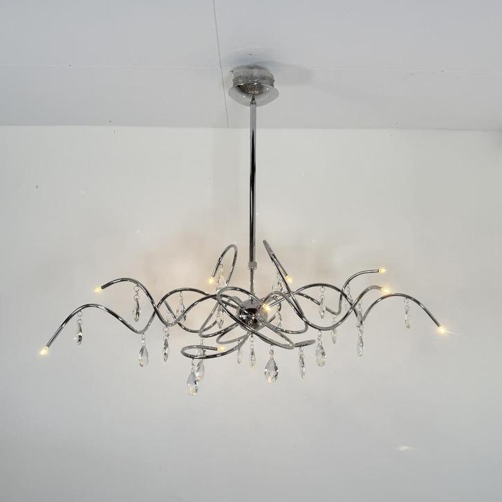 Plafondlamp chroom van Willemse verlichting, Huis en Inrichting, Lampen | Plafondlampen, Gebruikt, Glas, Metaal, Ophalen