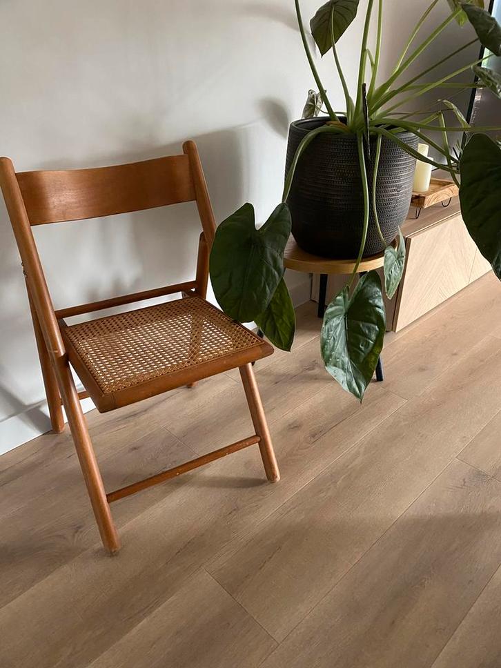 Vintage Klapstoel met webbing Jaren 80, Huis en Inrichting, Stoelen, Gebruikt, Eén, Hout, Bruin, Ophalen