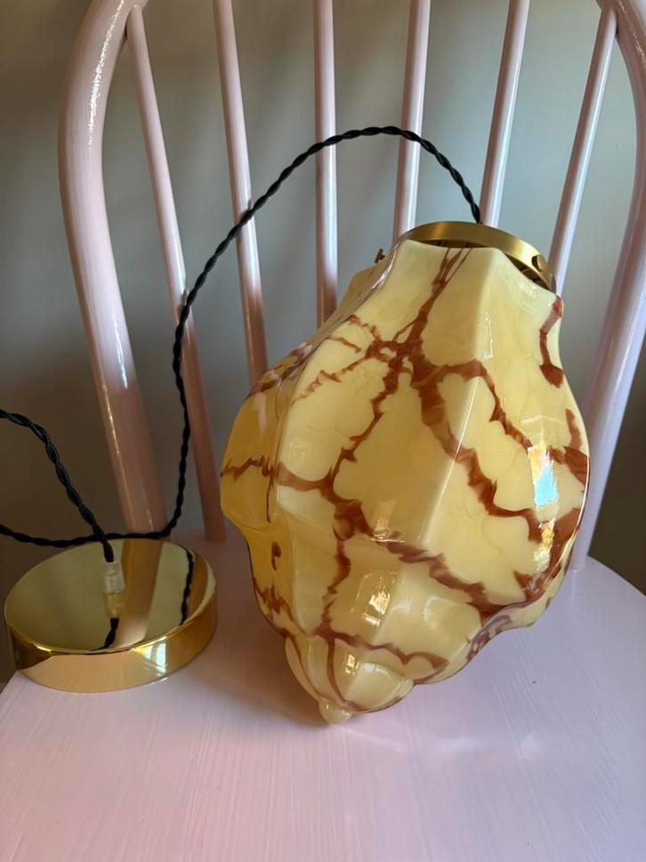 XL Art deco hanglamp, skyscraper, antieke hanglamp, Antiek en Kunst, Antiek | Lampen, Ophalen of Verzenden