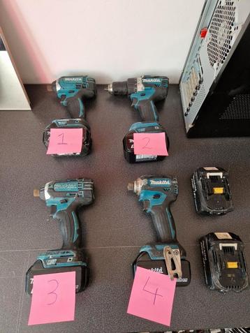 4 Defecte Makita slag/boormachines 18V + 2 defecte accu's  beschikbaar voor biedingen