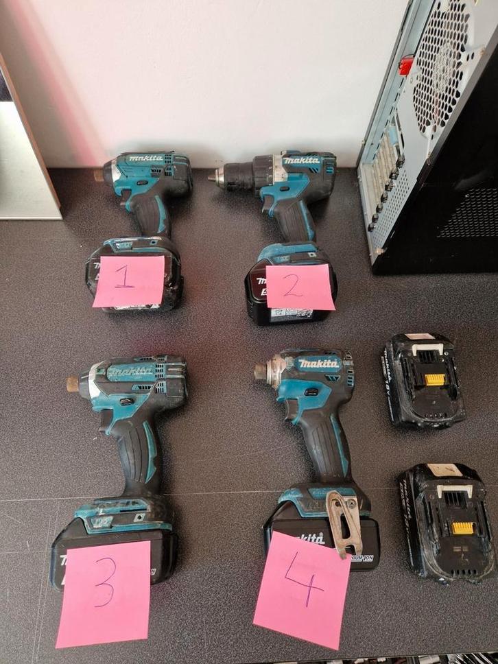 4 Defecte Makita slag/boormachines 18V + 2 defecte accu's, Doe-het-zelf en Verbouw, Gereedschap | Overige machines, Gebruikt, Ophalen