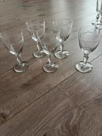 5 Antieke Kristallen Wijnglazen Geslepen, Antiek en Kunst, Antiek | Glas en Kristal, Ophalen