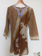 Mt38 mooie tuniek bruin beige bloemtakken made in India silk, Ophalen of Verzenden, Nieuw, Maat 38/40 (M), Bruin
