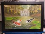 Schilderij met zwarte lijst Koi's /Koikarpers, Oorspronkelijke maker, Nieuw, Ophalen of Verzenden, Schilderij