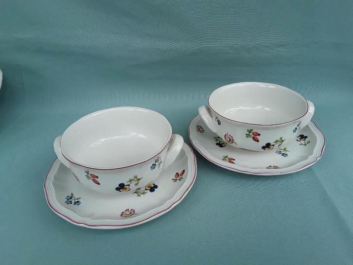 2 Soepkommen & schotels Villeroy & Boch Petite Fleur, Huis en Inrichting, Keuken | Servies, Zo goed als nieuw, Kom(men), Overige stijlen