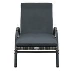 Te koop Luxe Ligbed met Wieltjes en kussens.Antraciet Rattan, Tuin en Terras, Ophalen of Verzenden, Gebruikt, Rotan, Verrijdbaar