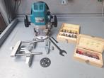 Makita 3612BR bovenfrees 1600w + frezensets, Doe-het-zelf en Verbouw, Gereedschap | Handgereedschap, Ophalen of Verzenden, Zo goed als nieuw