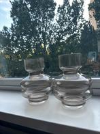 2 Lichtbruine Vaasjes, Overige kleuren, Ophalen of Verzenden, Minder dan 50 cm, Glas