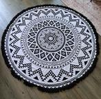 Rond strandlaken, badlaken, saunadoek, zwart-wit 160 cm, Ophalen of Verzenden, Nieuw, Overige kleuren, Handdoek