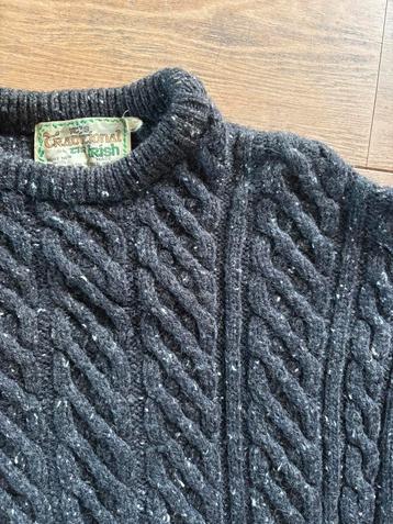 100% wool irish fisherman sweater black antracite sz large beschikbaar voor biedingen