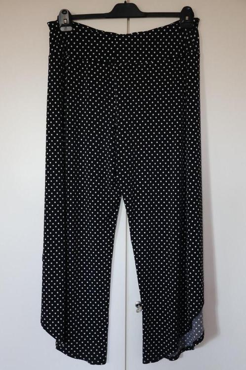 Broek dames wijde rechte pijpen, zwart/witte dots, Kleding | Dames, Broeken en Pantalons, Zo goed als nieuw, Zwart, Ophalen of Verzenden