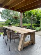 Robuuste eiken tafel, Tuin en Terras, Nieuw, Rechthoekig, Ophalen of Verzenden, Hout