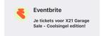 2 tickets X21 garage sale 25 oktober 13:00-14:00, Tickets en Kaartjes, Eén persoon
