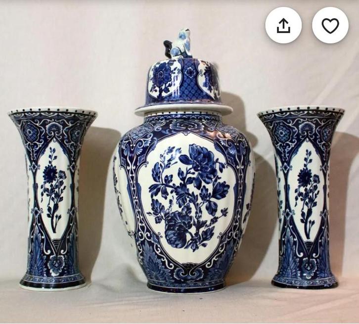 Vintage Delftsblauw Kaststel Royal Sphinx Bosch 1970, Huis en Inrichting, Woonaccessoires | Vazen, Zo goed als nieuw, Blauw, Minder dan 50 cm