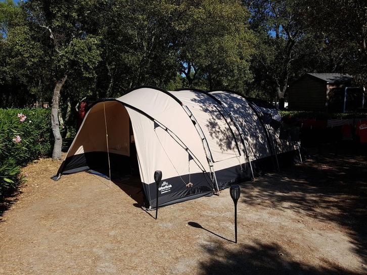 Obelink Manitoba 6 tunneltent incl accessoires, Caravans en Kamperen, Tenten, tot en met 6, Zo goed als nieuw, Ophalen