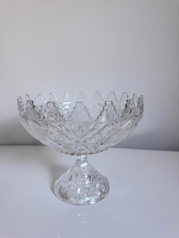 Kristallen fruitschaal op voet, Antiek en Kunst, Antiek | Glas en Kristal, Ophalen of Verzenden