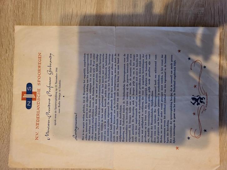 Gerbrandy over Spoorwegstaking 1944, Verzamelen, Tijdschriften, Kranten en Knipsels, Ophalen of Verzenden