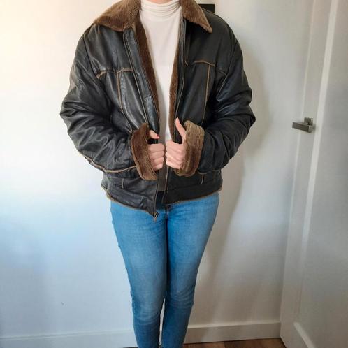 Super gave vintage leren jas, Kleding | Dames, Jassen | Winter, Maat 42/44 (L), Zwart, Ophalen of Verzenden