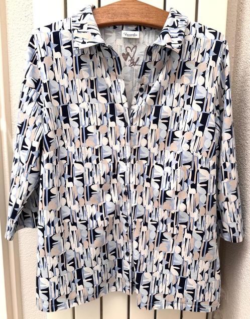 NIEUW Barbara Lebek wit/beige/blauwe blouse maat 44, Kleding | Dames, Blouses en Tunieken, Nieuw, Maat 42/44 (L), Blauw, Ophalen of Verzenden