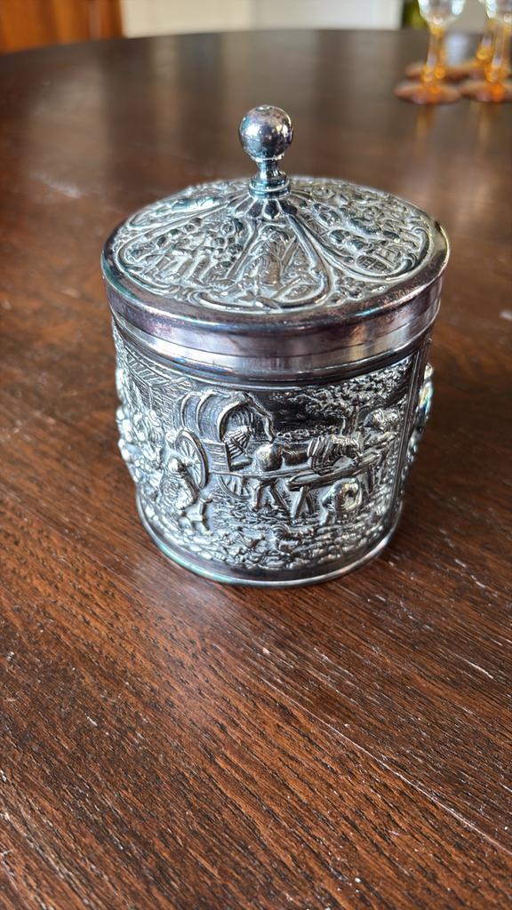 Zilveren (?) suiker-/sierpot met deksel, Antiek en Kunst, Antiek | Goud en Zilver, Zilver, Ophalen