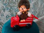 Vintage originele Monchhichi aapje met  houten auto 1974, Ophalen of Verzenden, Gebruikt