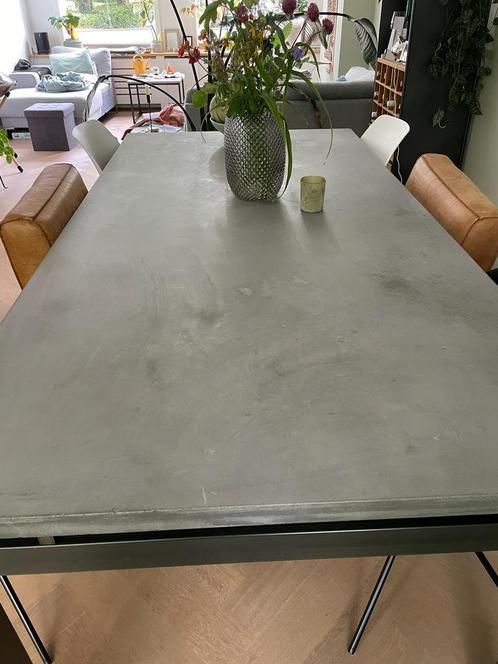 Eettafel - stenen blad, metalen frame, Huis en Inrichting, Tafels | Eettafels, Gebruikt, 100 tot 150 cm, 150 tot 200 cm, Vijf personen of meer