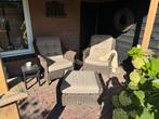 4 seasons 4x madoera lounge stoelen en 2x hocker, Ophalen of Verzenden, Zo goed als nieuw, Aluminium, Stoel