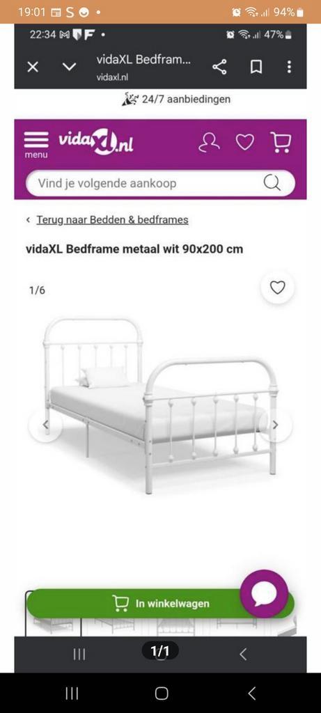 Eenpersoons bed wit nieuw, Huis en Inrichting, Slaapkamer | Slaapbanken, Nieuw, 90 cm, 200 cm, Eenpersoons, Wit, Ophalen of Verzenden