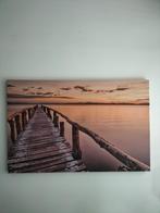 Schilderij: Houten Pier bij Zonsondergang canvas, Ophalen of Verzenden, Zo goed als nieuw, Schilderij, Minder dan 50 cm