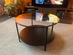 Ronde salontafel glas en metaal, Ophalen, Rond, 50 tot 100 cm, Minder dan 50 cm